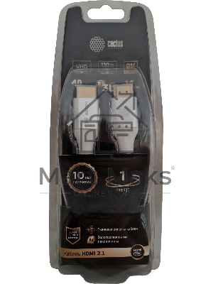 Кабель аудио-видео Cactus CS-HDMI.2.1-1 HDMI (m)/HDMI (m) 1м. Позолоченные контакты серебристый