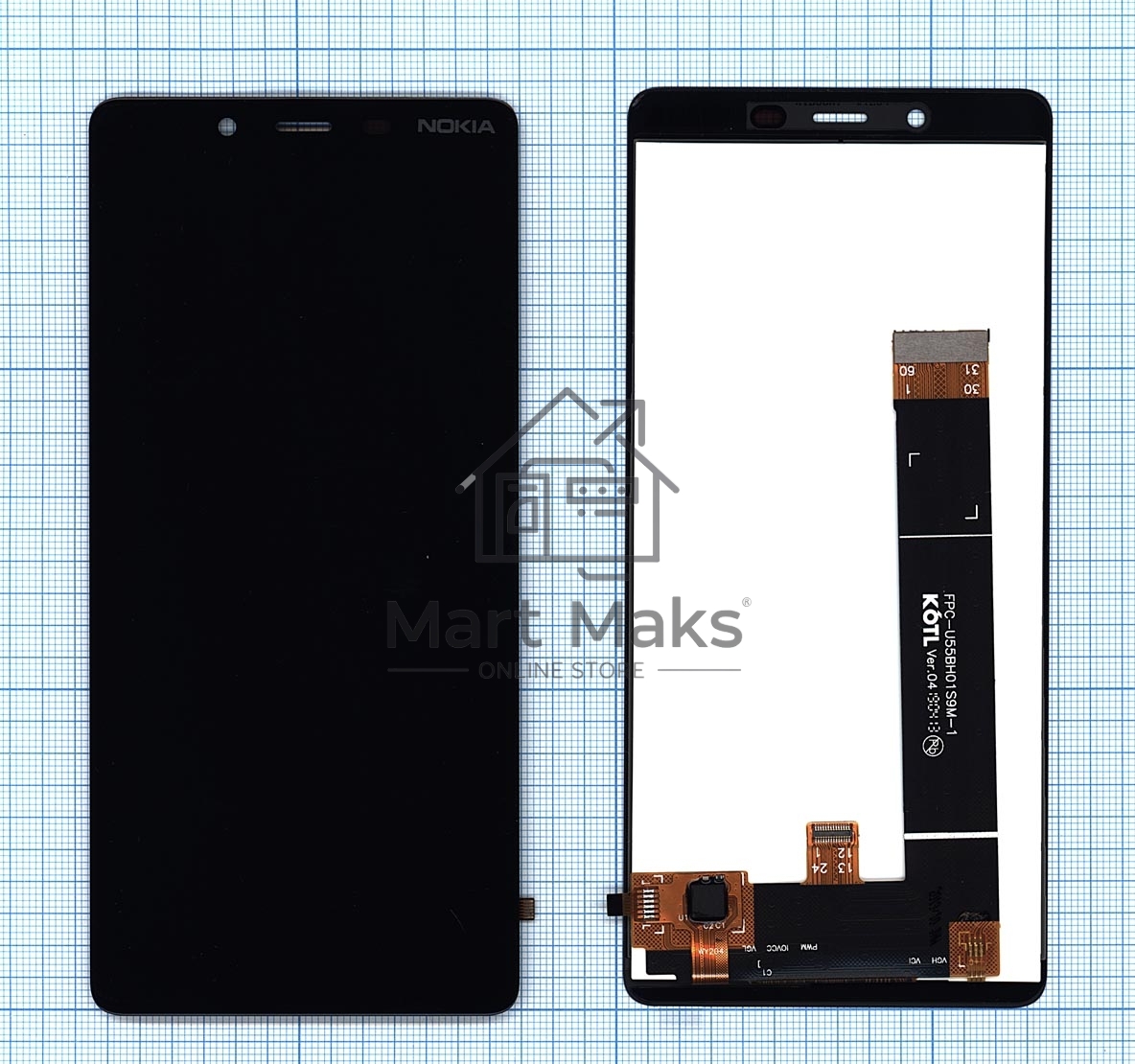 Дисплей для Nokia 1 Plus, черный