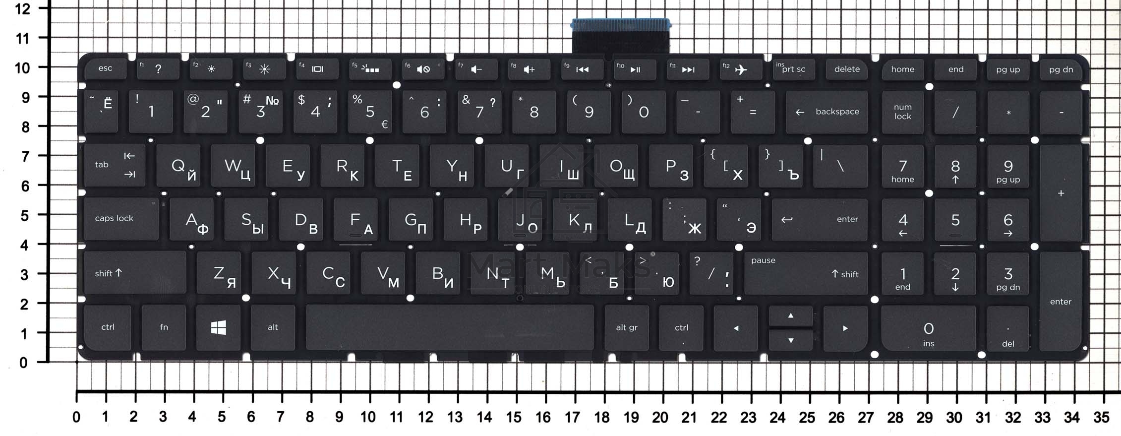 Клавиатура для ноутбука HP Omen 17-W000 черная с белой подсветкой