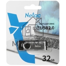 Флешка USB Netac U505 (NT03U505N-032G-20BK), 32Gb, USB 2.0, R/W 70/30, черный/серебристый