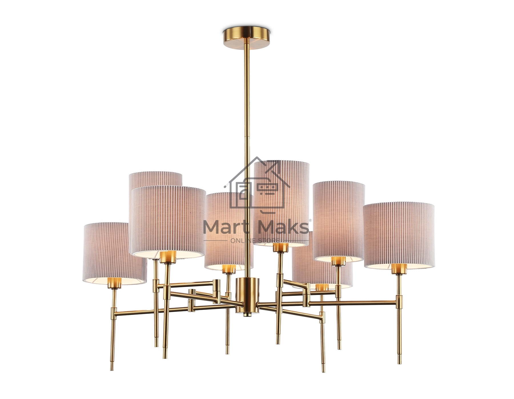 Люстра Ambrella light LH72383/8 BS/GR латунь/серый E14*8 max 40W D810*705