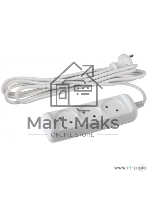 Удлинитель 3 гнезда 1,5м б/з 10А U-3-1,5m ПВС Б0028354 ЭРА