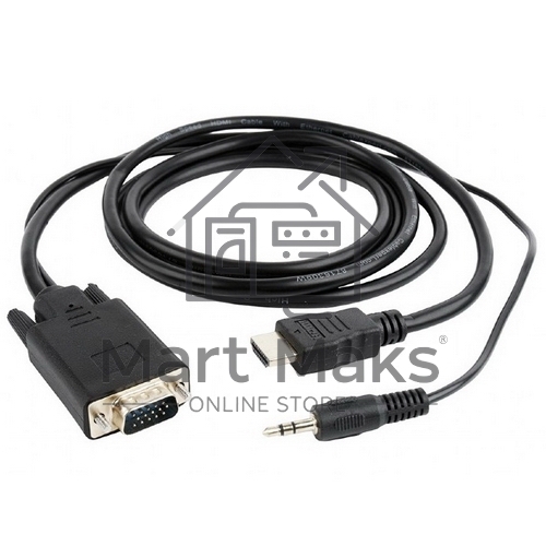 Кабель HDMI->VGA Cablexpert A-HDMI-VGA-03-10, 19M/15M + 3.5Jack, медь, позол.разъемы, 3м, черный, пакет