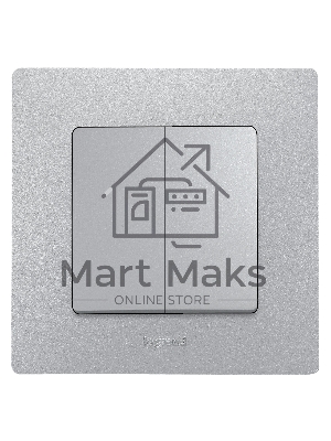 Переключатель 2-клавишный, 10AX, алюминий ETIKA 