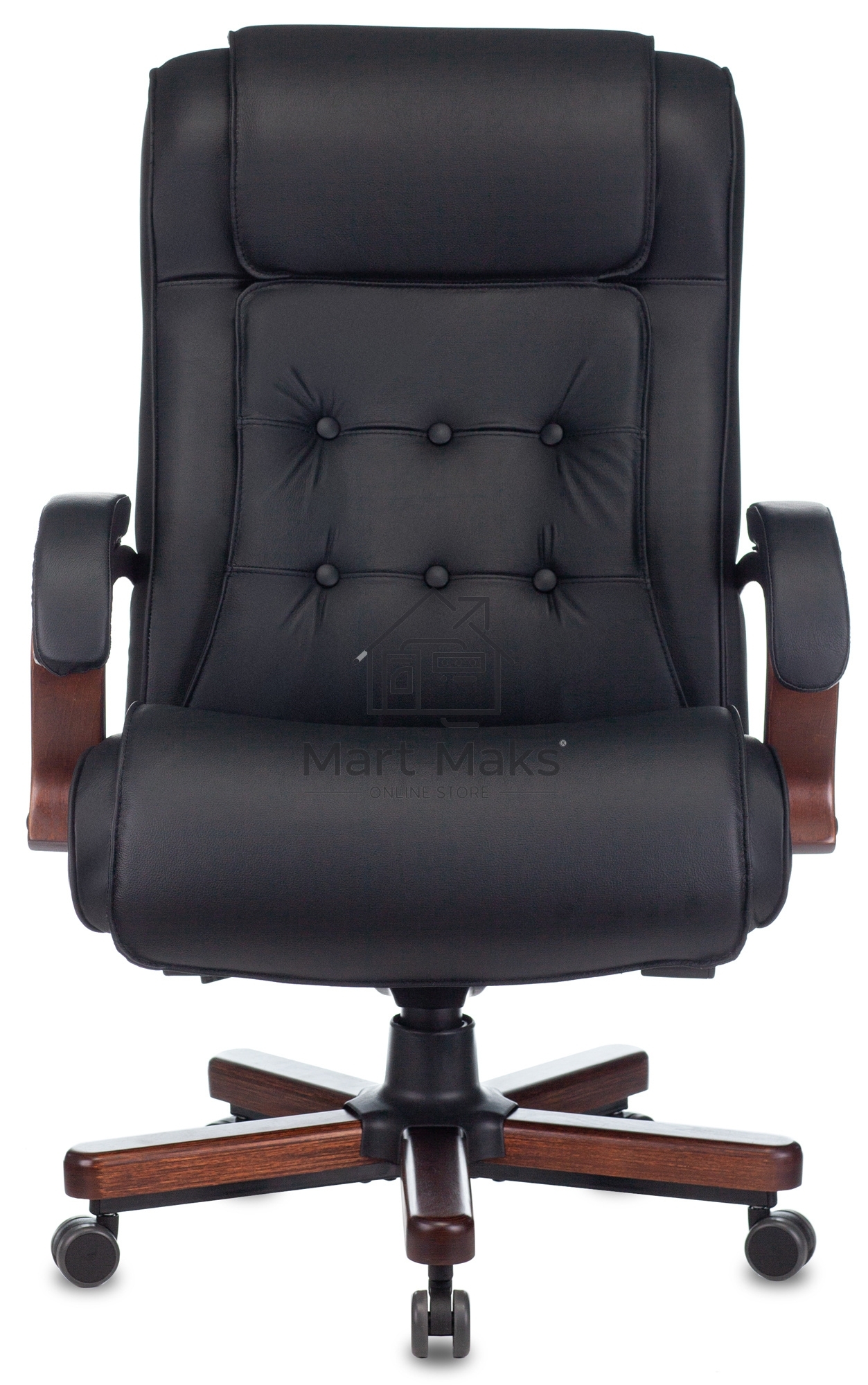 Кресло руководителя Бюрократ T-9926WALNUT черный, кожа, крестовина металл/дерево