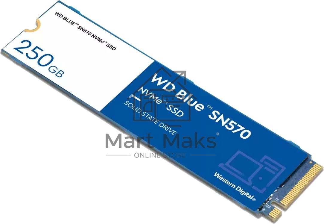 Накопитель SSD WD Blue SN570 WDS250G3B0C, 250Gb, PCIe 3.0 x4, M.2 2280, NVMe, R/W 3300/1200
