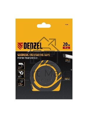 Рулетка геодезическая 20 м х 15 мм, закрытый корпус, фиберглассовая лента Denzel