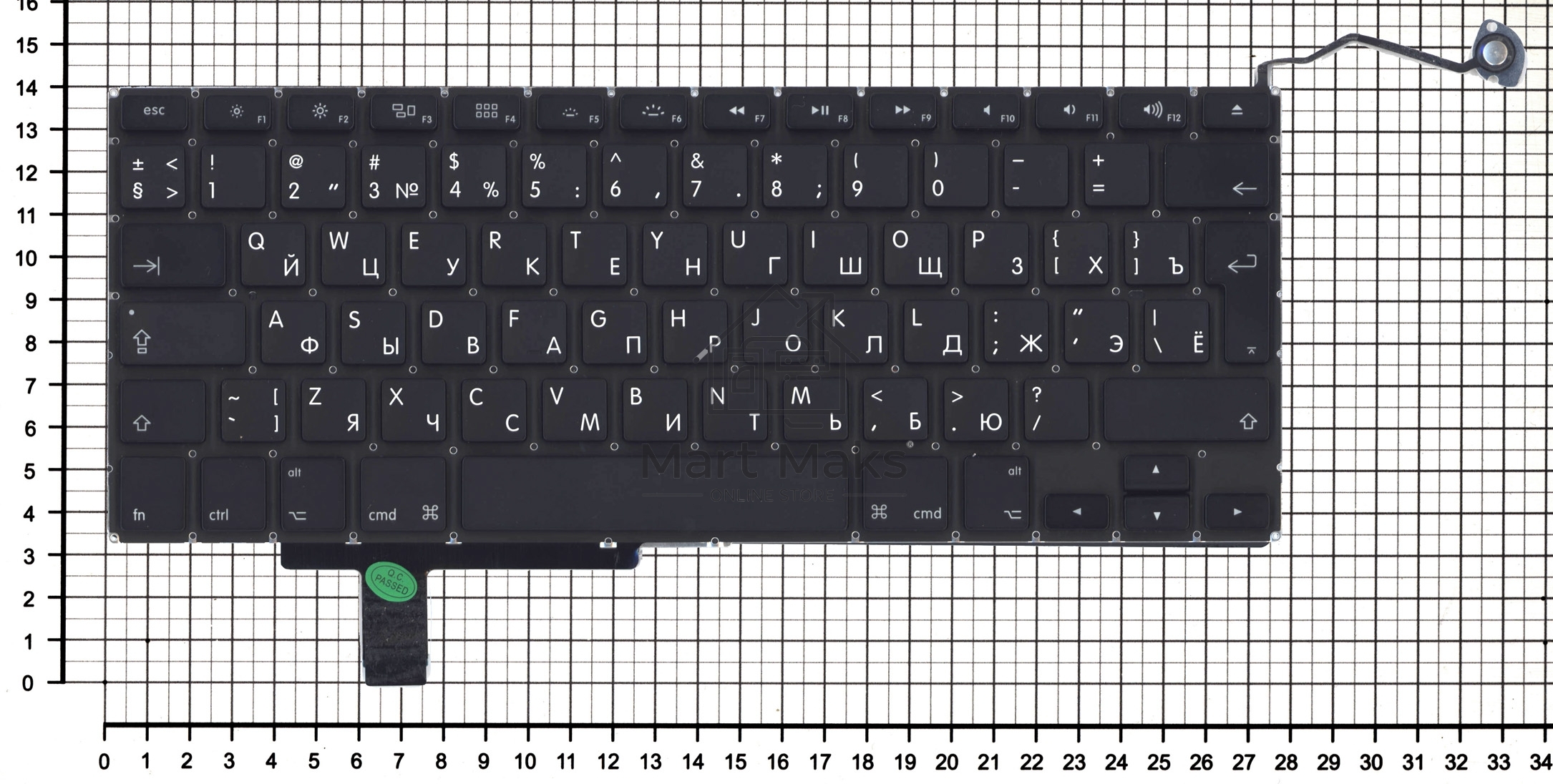 Клавиатура для ноутбука Macbook A1297 черная, большой Enter