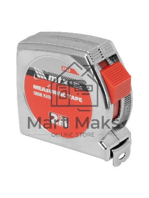 Рулетка Chrom, 2 м x 13 мм, хромированный корпус MTX