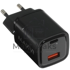 Сетевое зарядное устройство Maxvi A354PD Type-C 20W PD3.0 + USB 2.4A, черный