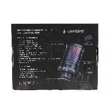 Микрофон конденсаторный Gembird M-01N, подсветка RGB, шумоподавление, настольный держатель, черный