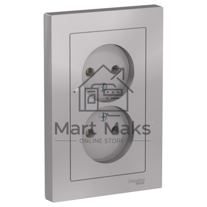 Розетка 2-м ATLAS DESIGN без заземл. 16А в сборе алюм. SchE ATN000320