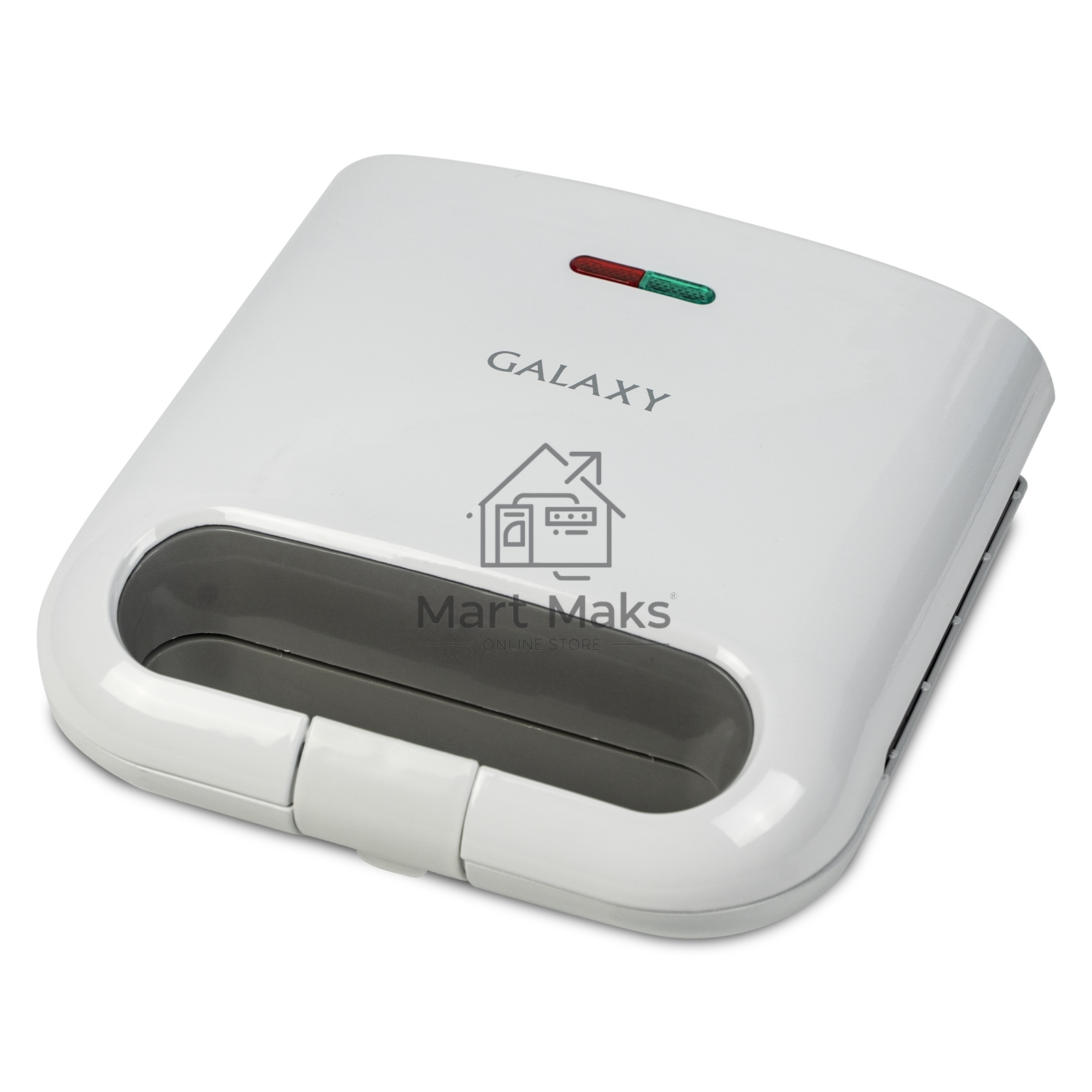 Сэндвич-тостер Galaxy Line GL 2962, белый, с несъемными пластинами, 800 Вт, индикаторы нагрева и сети, антипригарное покрытие рабочей поверхности, теплоизолированный корпус, прорезиненные ножки, препятствующие скольжению