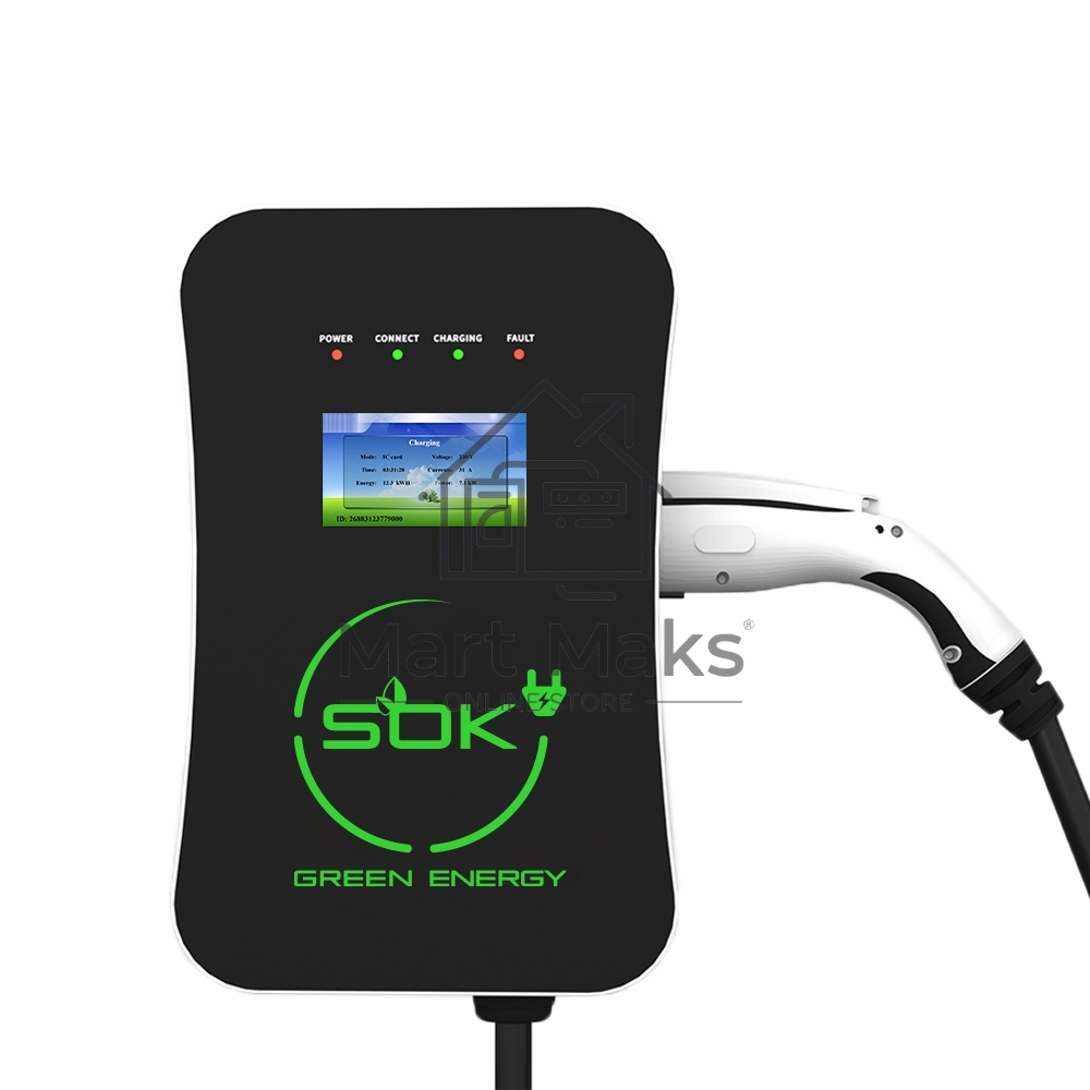Зарядная станция S'OK Green Energy M3W Series Wallbox EV Charger SM3W31116542-5, 3-phase, 11kw (16a/380v), ocpp 1.6j, уровень защиты ip54, кабель 5м