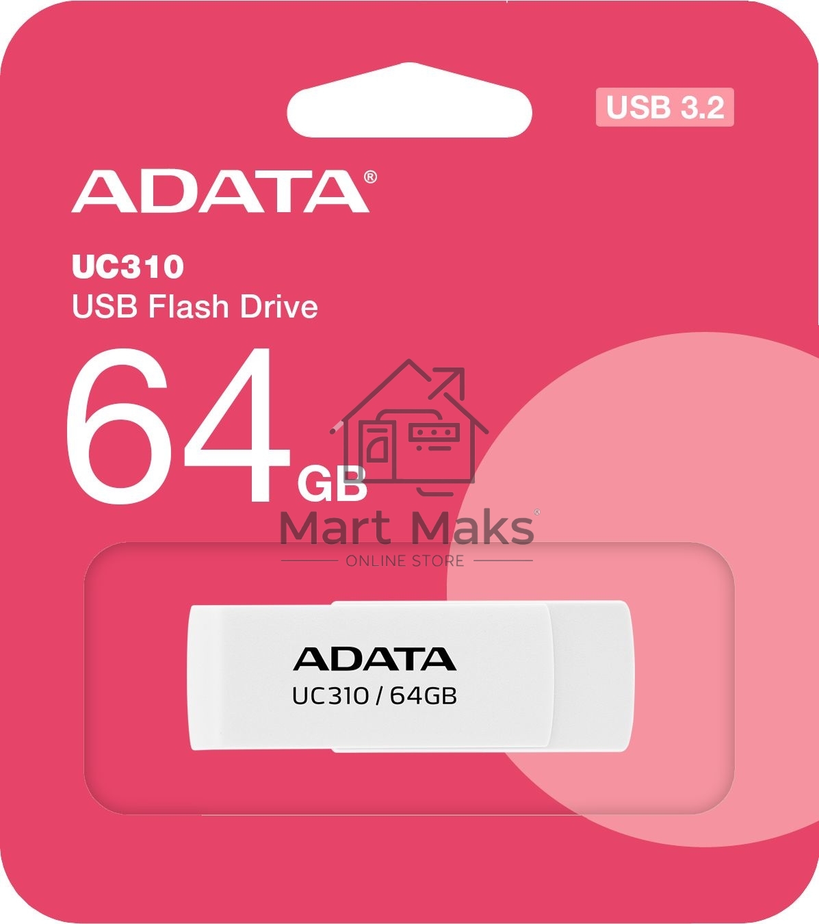 Флешка USB R/W ADATA R/W USB3 64GB WHITE UC310-64G-RWH