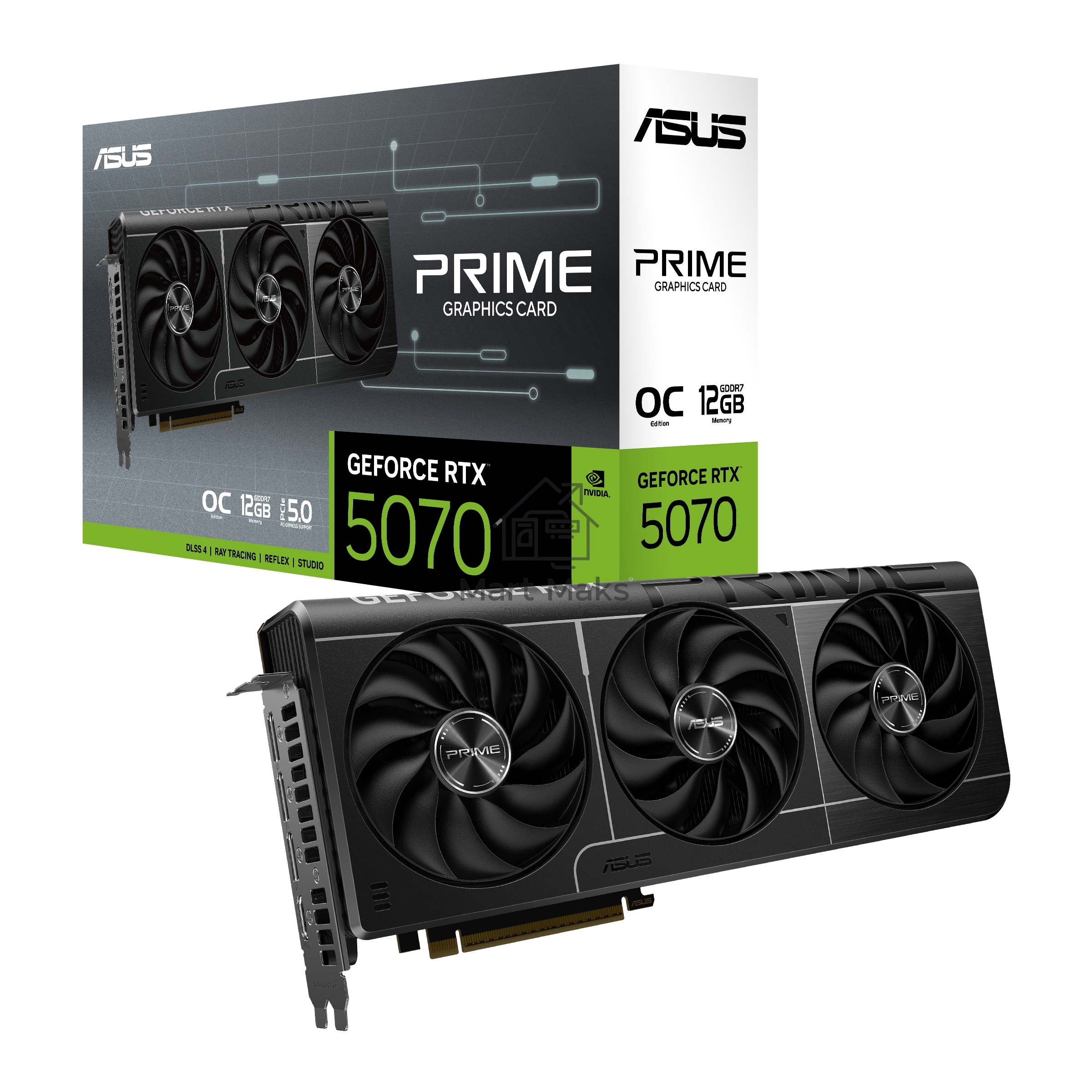 Видеокарта ASUS PRIME-RTX5070-O12GRTX5070,HDMI*2,DP*3,12G,D7; 90YV0M10-M0NA00