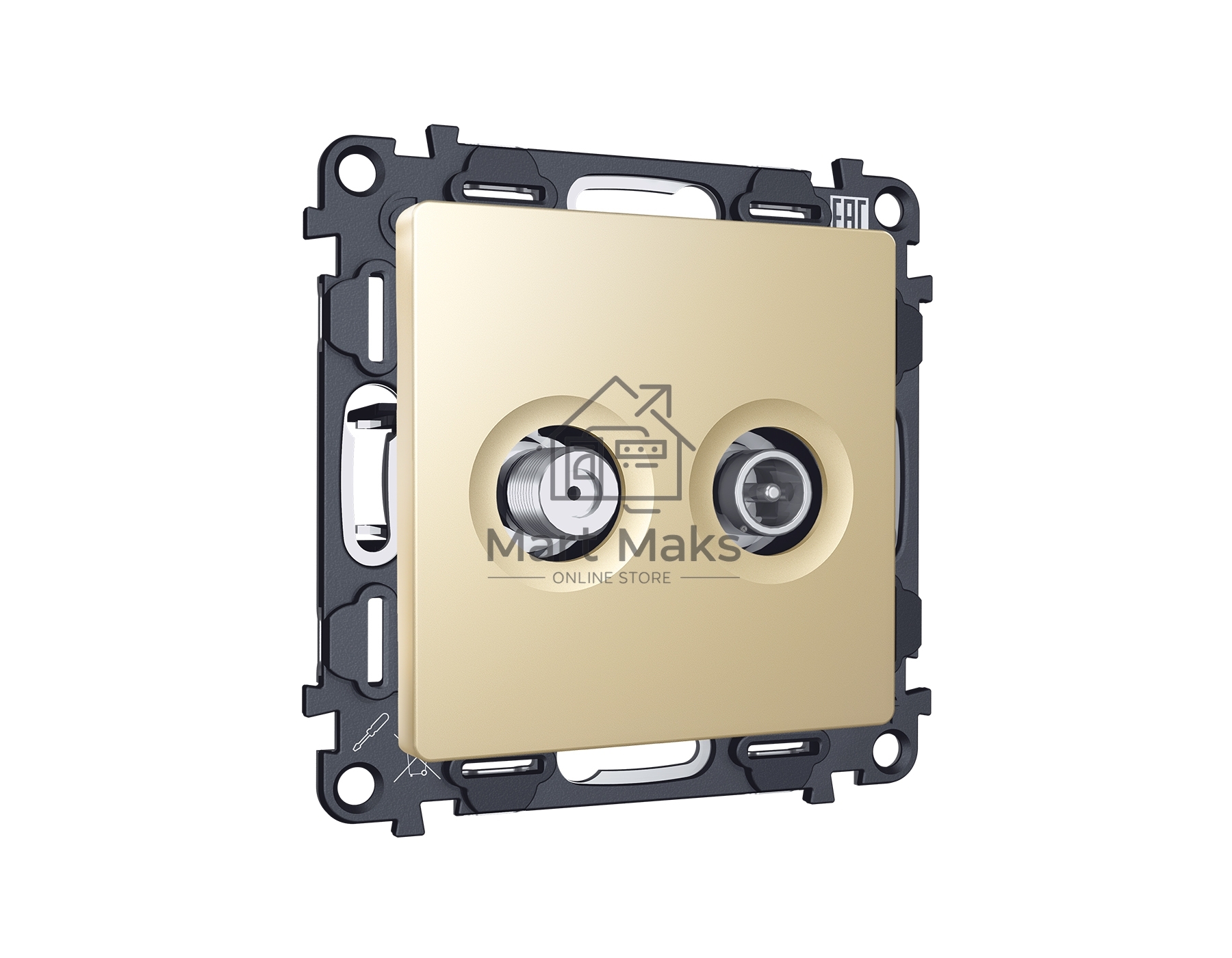 Комплект механизма розетки TV оконечной + SAT 5-862MHz 3.5dB/950-2150MHz 3.5dB ALFA Шампань QUANT (AP6133, VM217) MA613310