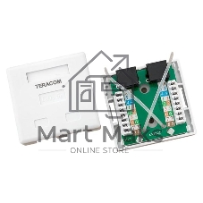 Розетка настенная TERACOM Cat.5E неэкранированная 2 порта RJ-45 Dual IDC белая