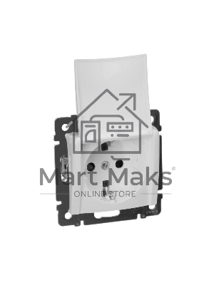 Розетка Valena с заземлением с крышкой (белая)