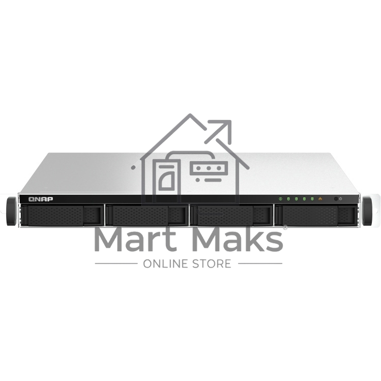 Сетевое хранилище SMB QNAP TS-464U-8G NAS 4 HDD trays, rackmount 1U, 1 PSU. 4-core Intel Celeron N5105/N5095 2.0-2.9 GHz, 8 GB RAM MAX, 2x2.5GbE, 2xUSB 3.2 Gen 2 (10Gbps), 2xUSB 2.0, 1xHDMI, PCIe Gen 3 x2, W/o rail kit RAIL-B02