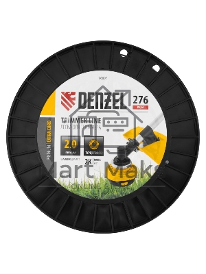 Леска для триммера Denzel двухкомпонентная круглая, 2,0мм х 276м, на DIN катушке EXTRA CORD