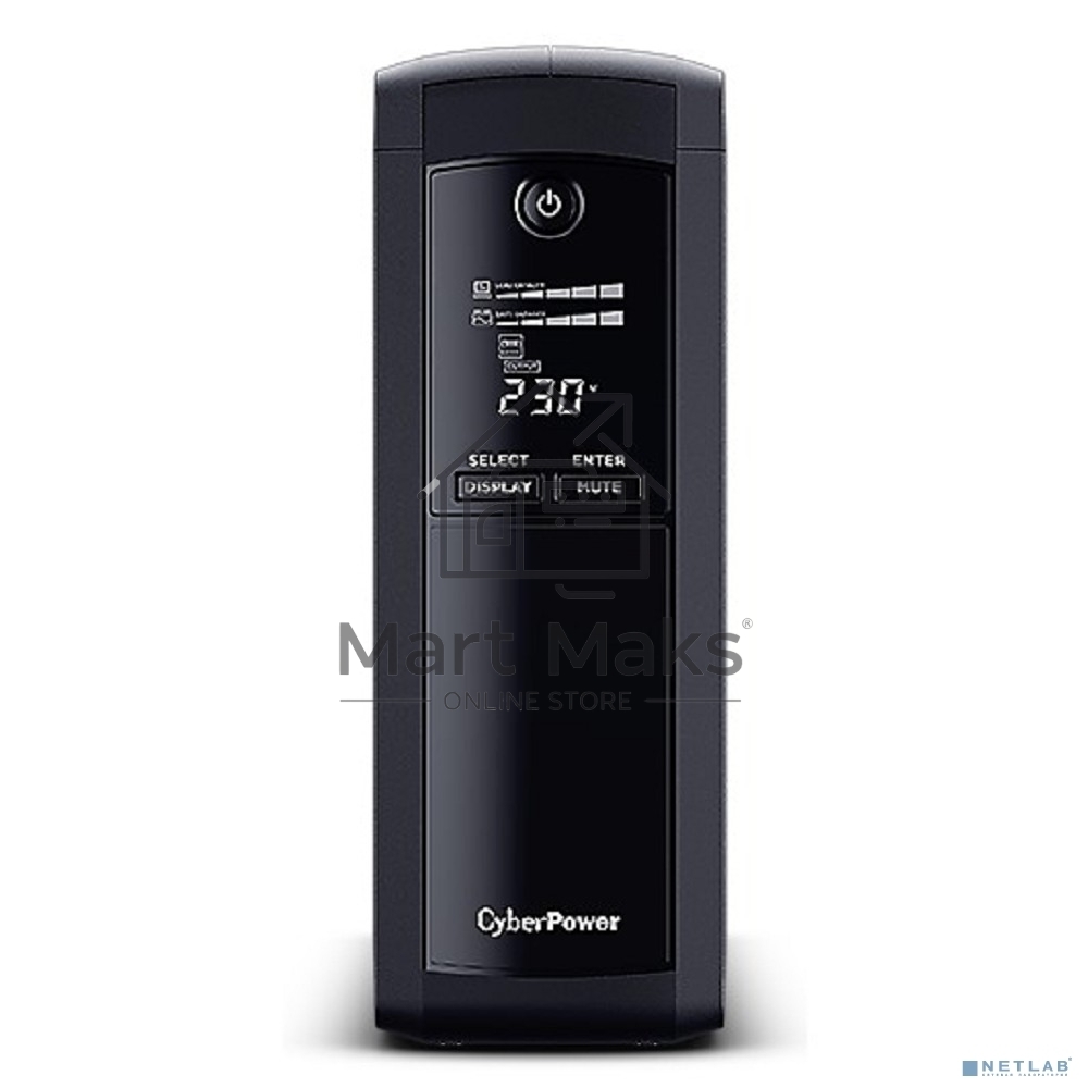 Источник бесперебойного питания UPS CyberPower VP1200ELCD Line-Interactive 1200VA/720W USB/RS-232/RJ11/45 (4 + 1 EURO)