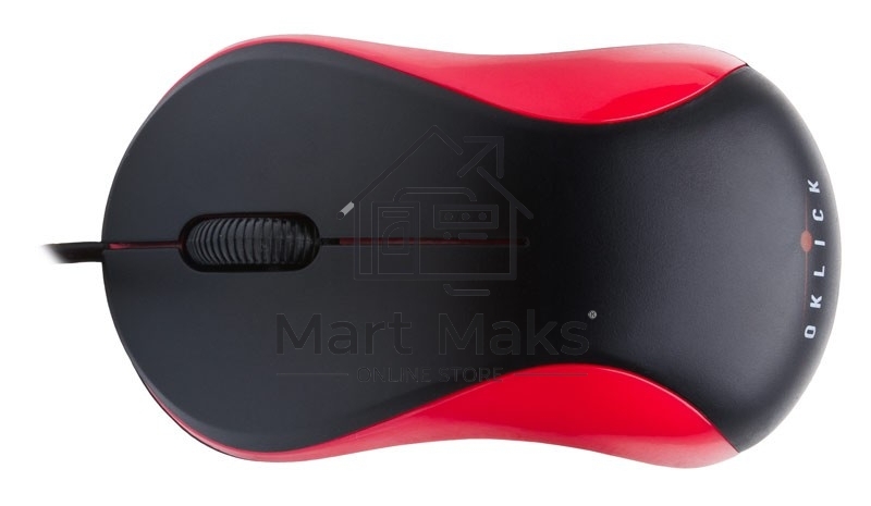 Мышь проводная Oklick 115S черный/красный, 1200 dpi, USB, кнопки - 3