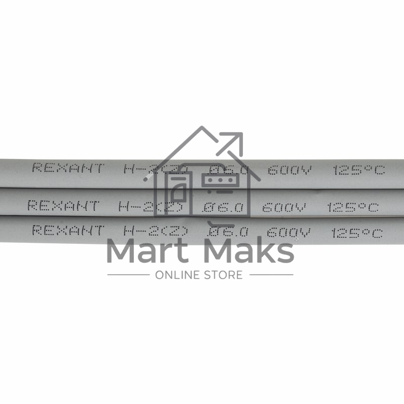 Термоусаживаемая трубка Rexant 6,0/3,0 мм, серая, упаковка 50 шт. по 1 м