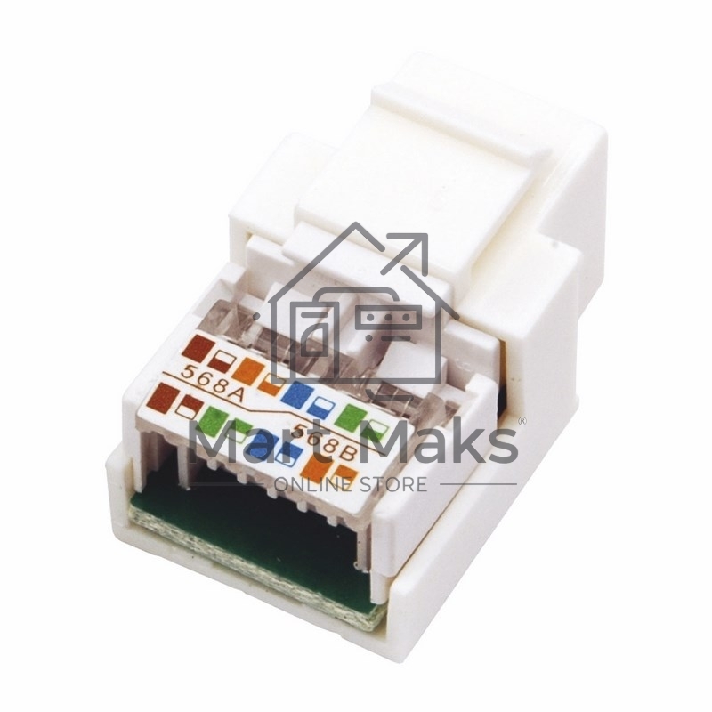 Модуль Rexant Keystone Jack RJ-45(8P8C), UTP неэкранированный, категория 5e, тип 180 градусов, белый