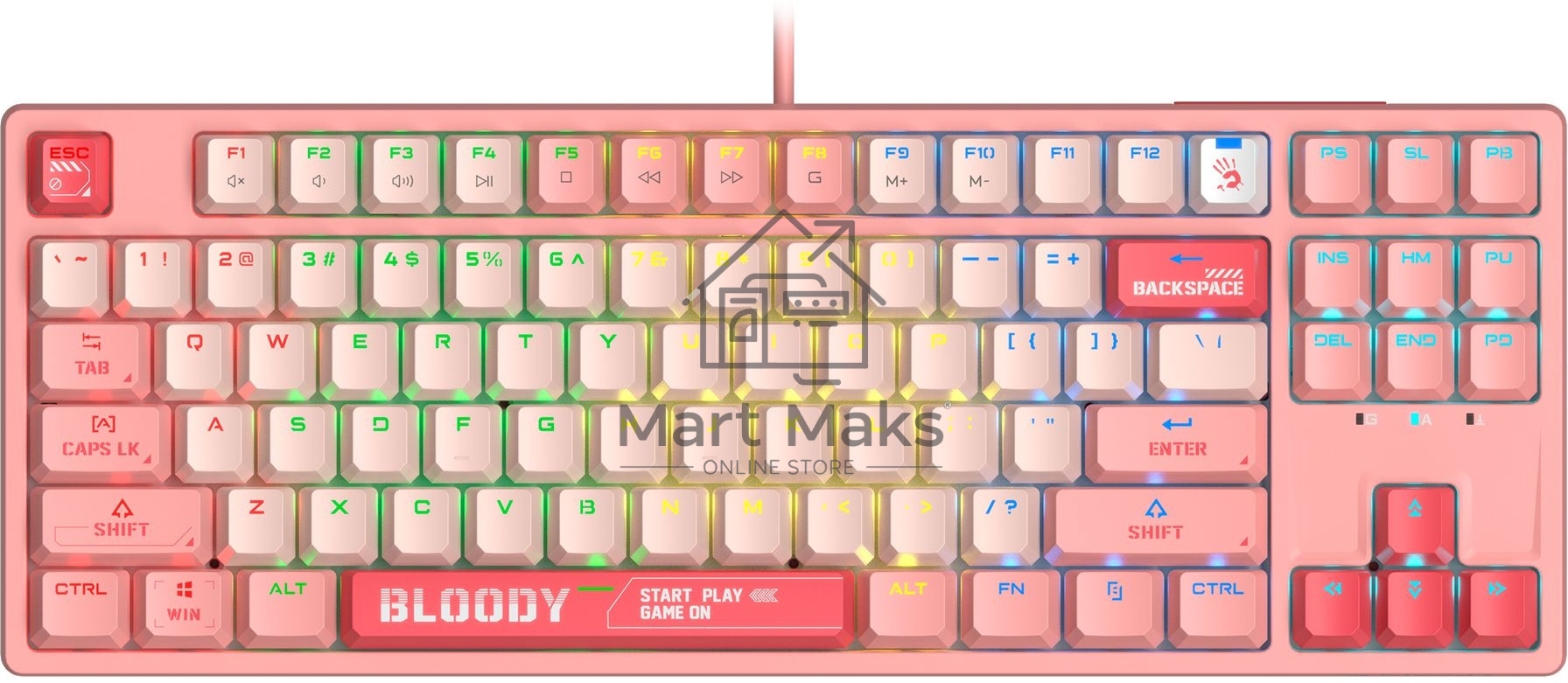 Клавиатура A4Tech Bloody S87 Energy (S87 USB ENERGY PINK) проводная USB розовый