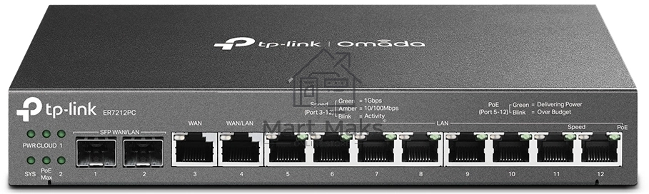 Гигабитный VPN-маршрутизатор TP-Link ER7212PC Omada с портами PoE+ и контроллером