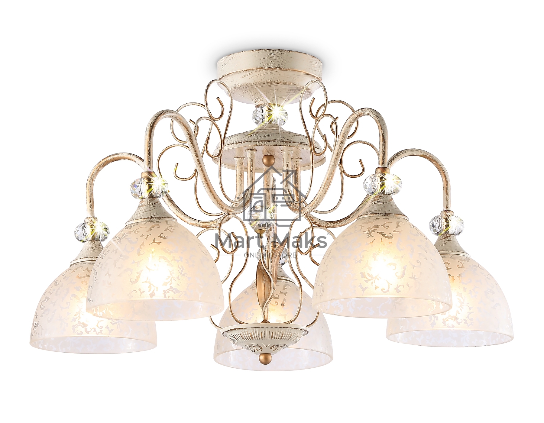 Светильник Ambrella light TR3057/5 BG/GD/FR бежевый/золото/белый матовый E27/5 max 40W D600*380