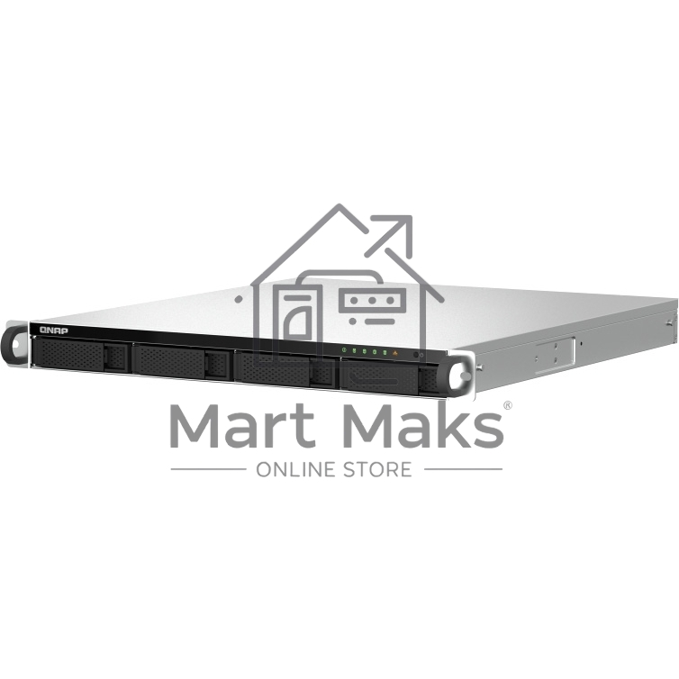 Сетевое хранилище SMB QNAP TS-464U-8G NAS 4 HDD trays, rackmount 1U, 1 PSU. 4-core Intel Celeron N5105/N5095 2.0-2.9 GHz, 8 GB RAM MAX, 2x2.5GbE, 2xUSB 3.2 Gen 2 (10Gbps), 2xUSB 2.0, 1xHDMI, PCIe Gen 3 x2, W/o rail kit RAIL-B02