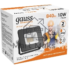 Прожектор светодиодный Gauss LED 10W 670lm IP65 3000К черный 613527110 Gauss