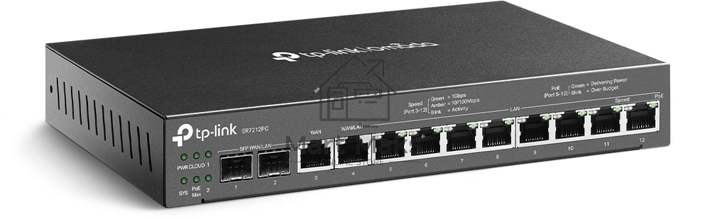 Гигабитный VPN-маршрутизатор TP-Link ER7212PC Omada с портами PoE+ и контроллером