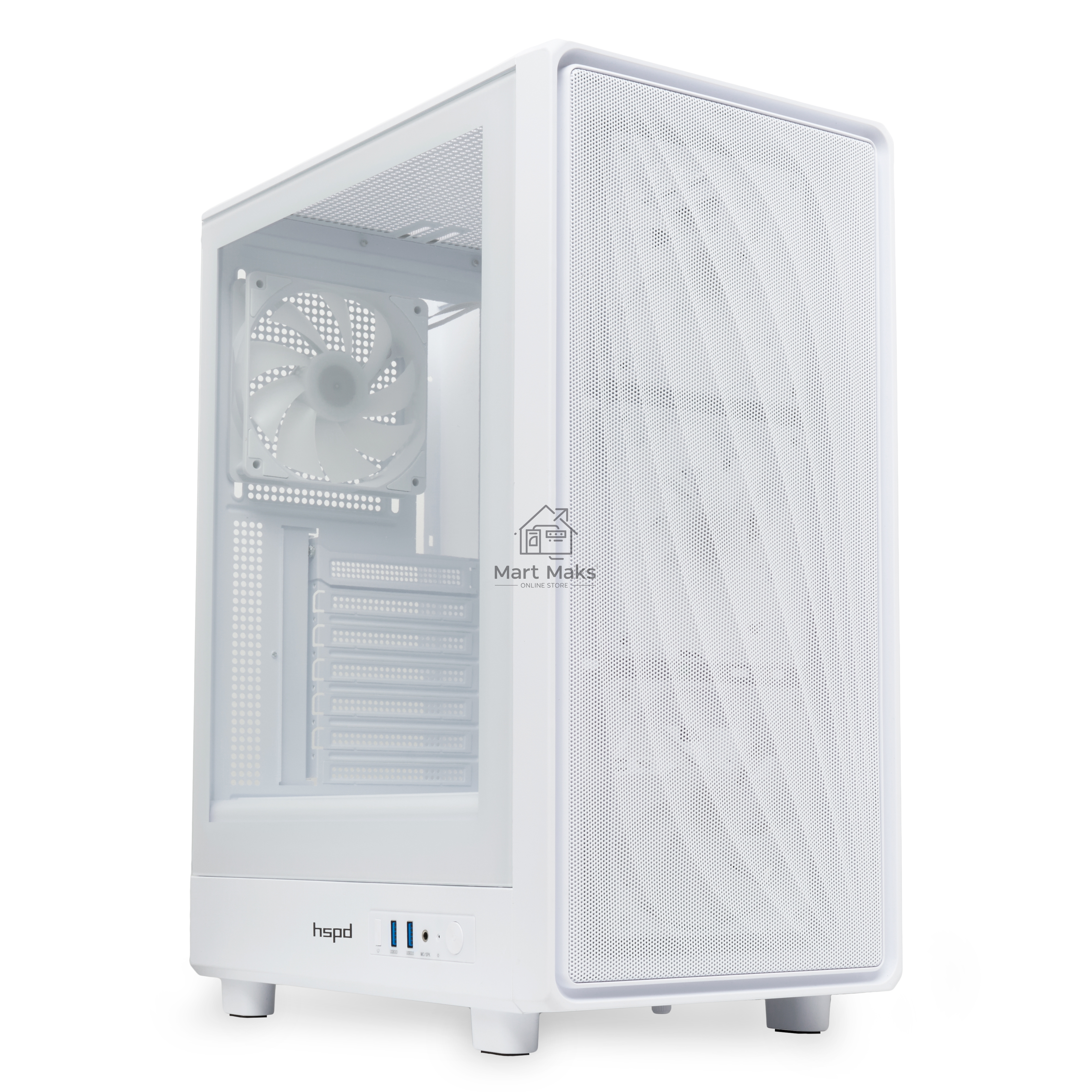 Компьютерный корпус  HSPD M510, Mesh Mid Tower, белый, TG, 0.5 SPCC, 4x120mm ARGB ATX, mATX, mITX 180/280/160mm 1x2.5