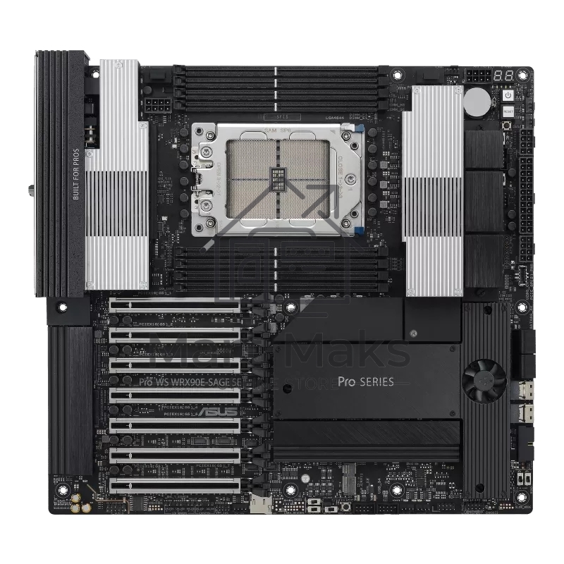 Материнская плата ASUS Pro WS WRX90E-SAGE SE, sTR5, AMD WRX90, 8xDDR5, 4xSATA, 4xM.2, 6xPCI-E 5.0 x16, 1xPCI-E 5.0 x8, 1xVGA, 2xMiniDP, 3x 10Gb LAN, 6xUSB-A 3.2 Gen 2, 1xUSB-A 2.0, 2xUSB-C USB4, 2x3.5 мм, 5.1, SSI EEB