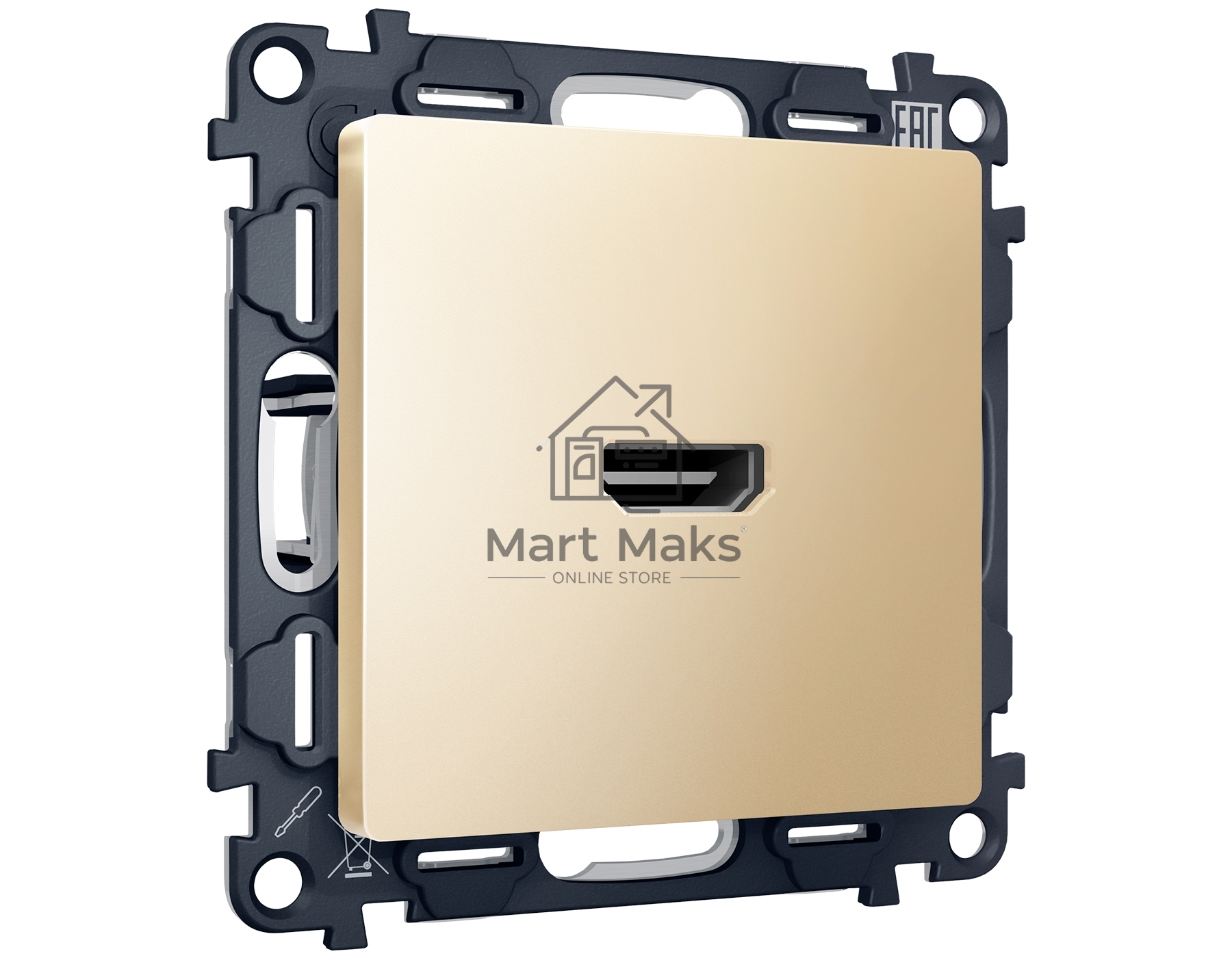 Комплект механизма розетки HDMI 2.0 ALFA Шампань 40V/500mA 2.0GHz 5-18Gbit/s QUANT (AP6140, VM222) MA614010