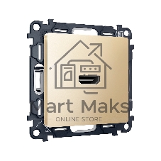Комплект механизма розетки HDMI 2.0 ALFA Шампань 40V/500mA 2.0GHz 5-18Gbit/s QUANT (AP6140, VM222) MA614010