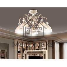 Светильник Ambrella light TR3057/5 BG/GD/FR бежевый/золото/белый матовый E27/5 max 40W D600*380