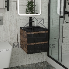 Тумба под раковину Bau Stil Loft black brushed, раковина кварцевая BAU Stil 40, черный металлик