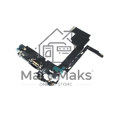 Шлейф с разъемом зарядки и микрофоном для iPhone 15 Pro Max (A3106), черный