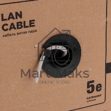 Кабель витая пара Rexant U/UTP, CAT 5e, PVC, 4PR, 24AWG, INDOOR, SOLID, серый, 305м