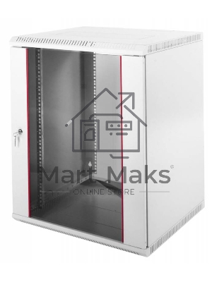 Шкаф телеком. настенный разборный 15U (600х650) дверь стекло, серый RAL 7035