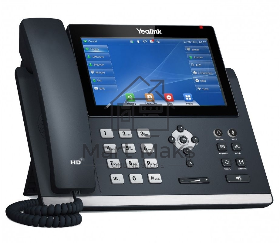 Телефон IP YEALINK SIP-T48U, цветной сенсорный экран, 16 аккаунтов, BLF, PoE, GigE, без БП, шт