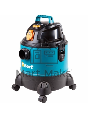Строительный пылесос Bort BSS-1220-Pro синий, 250/1250 Вт, уборка сухая/влажная, пылесборник контейнер, 20 л