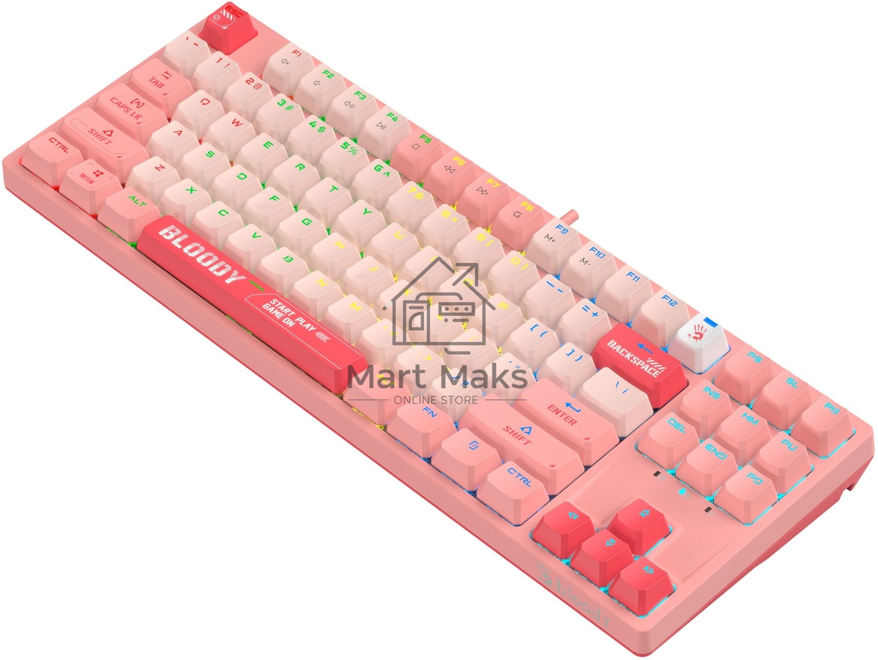 Клавиатура A4Tech Bloody S87 Energy (S87 USB ENERGY PINK) проводная USB розовый