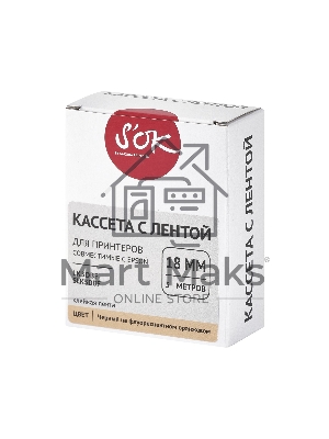 Кассета с лентой S'OK by Sakura Printing K5DBF для Epson, черный на флуоресцентном оранжевом, 18мм/5м