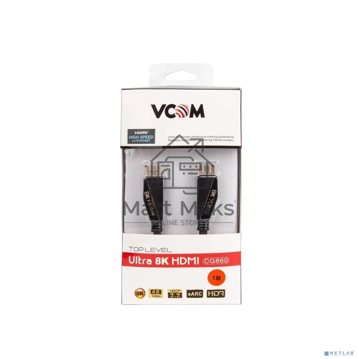 Кабель HDMI 19M/M,ver. 2.1, 8K@60 Hz 1m VCOM <CG860-1M>