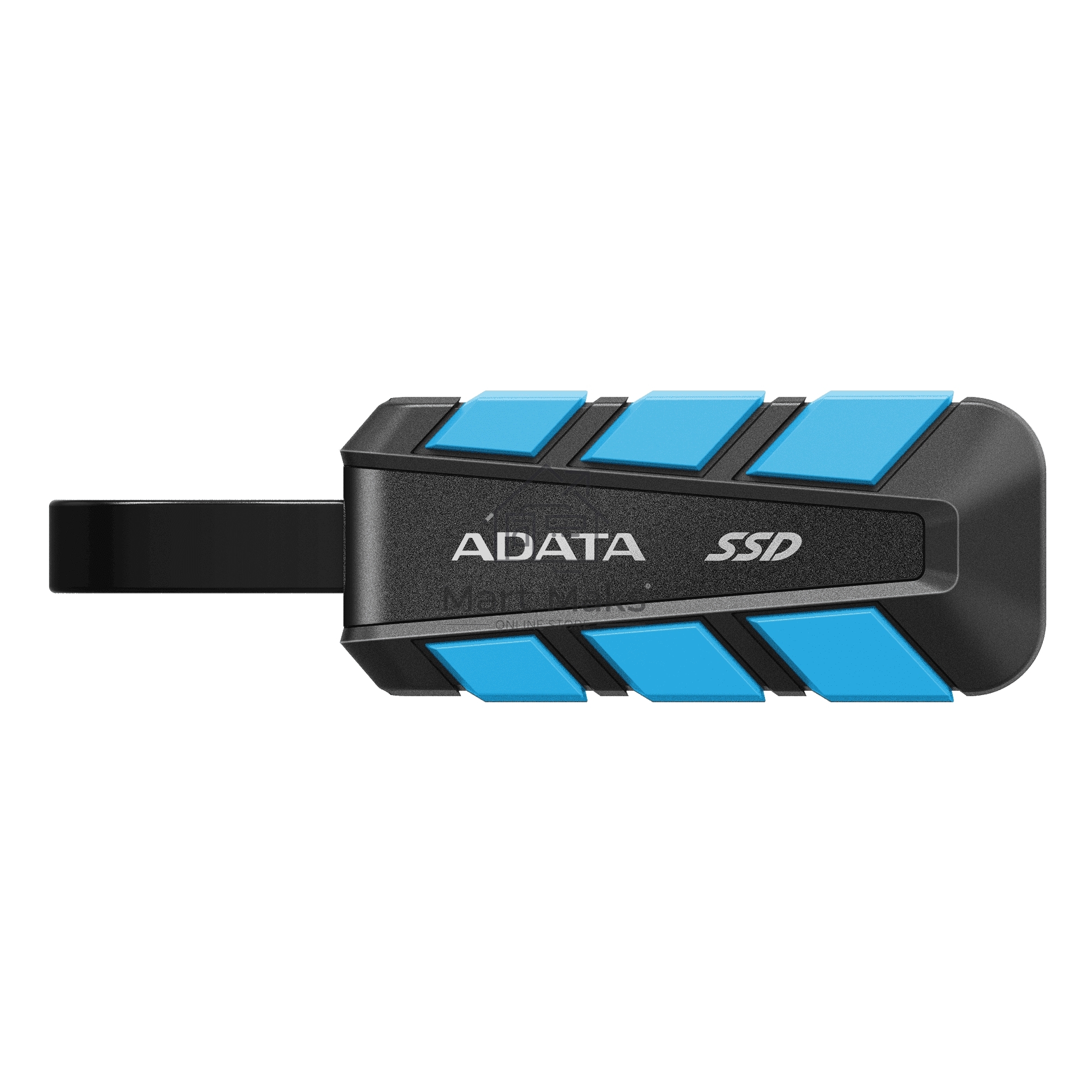 Внешний SSD ADATA SC740 чёрно-синий <SC740-500G-CBU> 500Gb (USB3.2 gen 2 type C, 1050/1000Mbs, 122x41x22mm, 40g, защита от падения, встроенный кабель)